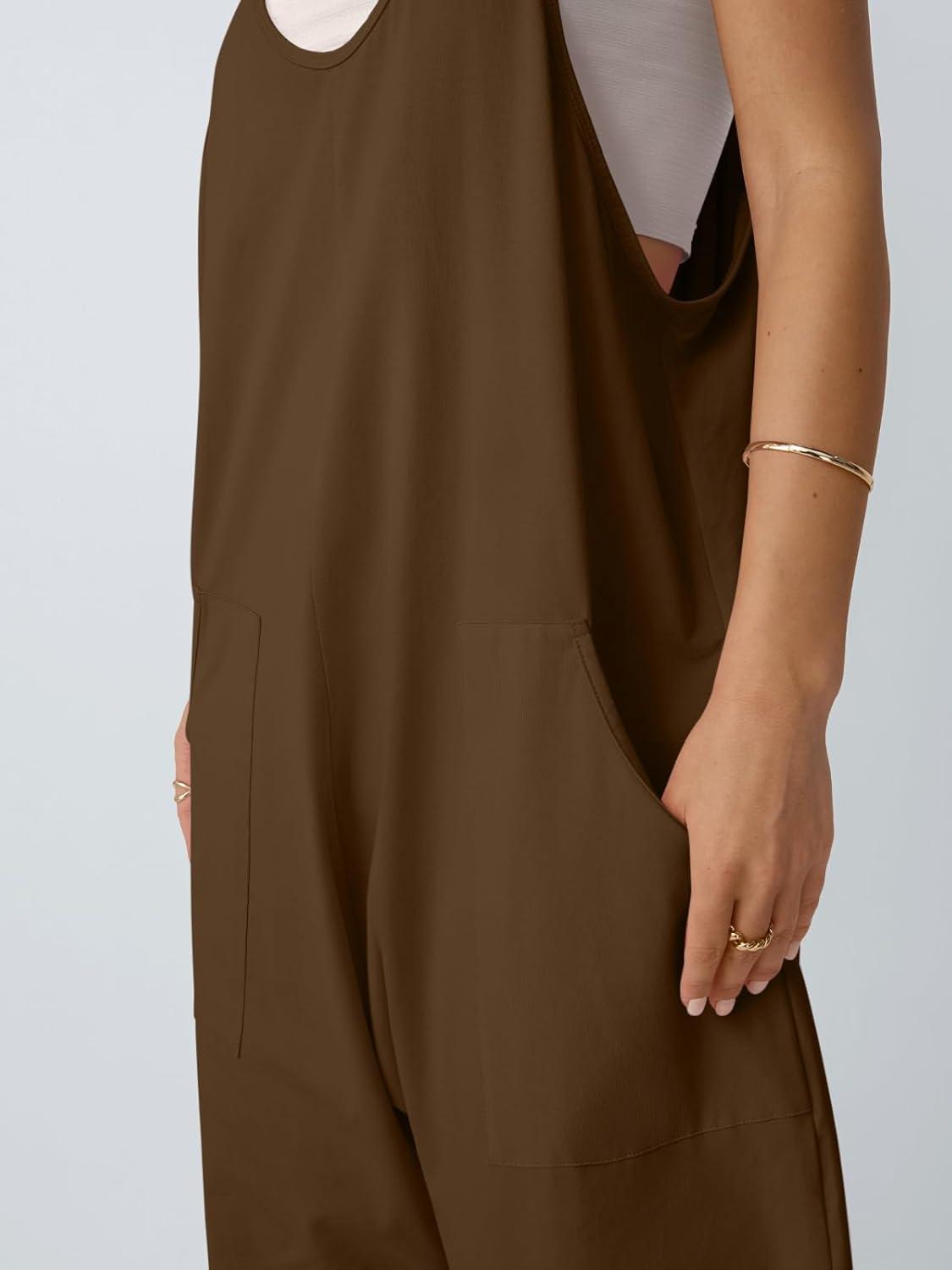 imageAUTOMET Jumpsuits for Women Casual Summer Outfits Rompers Comfy Beach Vacation Trendy Overalls Jumpers Fashion Clothes 2025Coffeebrown