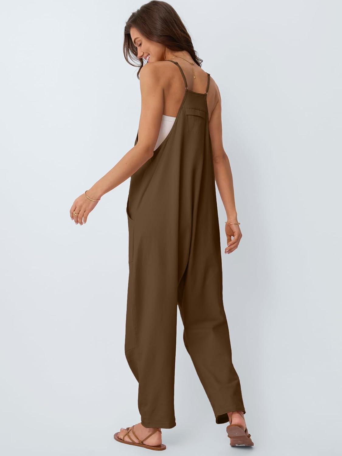 imageAUTOMET Jumpsuits for Women Casual Summer Outfits Rompers Comfy Beach Vacation Trendy Overalls Jumpers Fashion Clothes 2025Coffeebrown