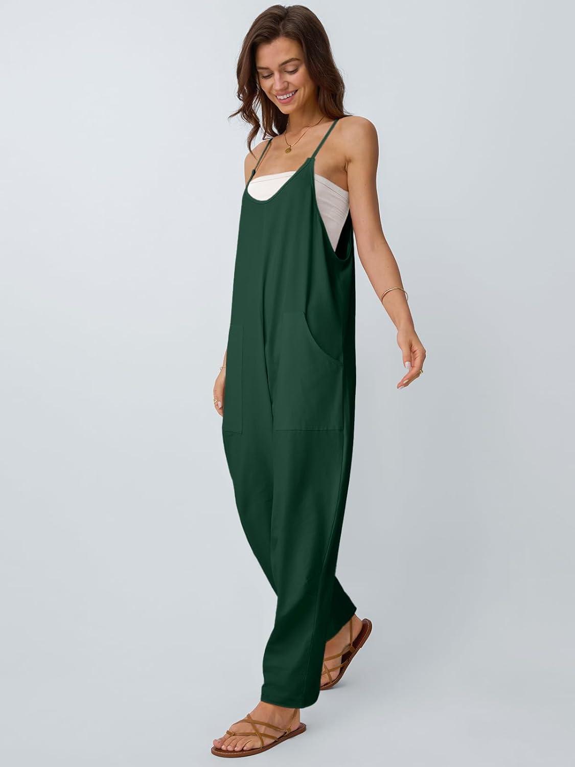 imageAUTOMET Jumpsuits for Women Casual Summer Outfits Rompers Comfy Beach Vacation Trendy Overalls Jumpers Fashion Clothes 2025Darkgreen