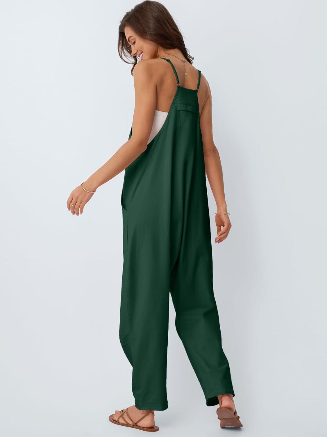 imageAUTOMET Jumpsuits for Women Casual Summer Outfits Rompers Comfy Beach Vacation Trendy Overalls Jumpers Fashion Clothes 2025Darkgreen