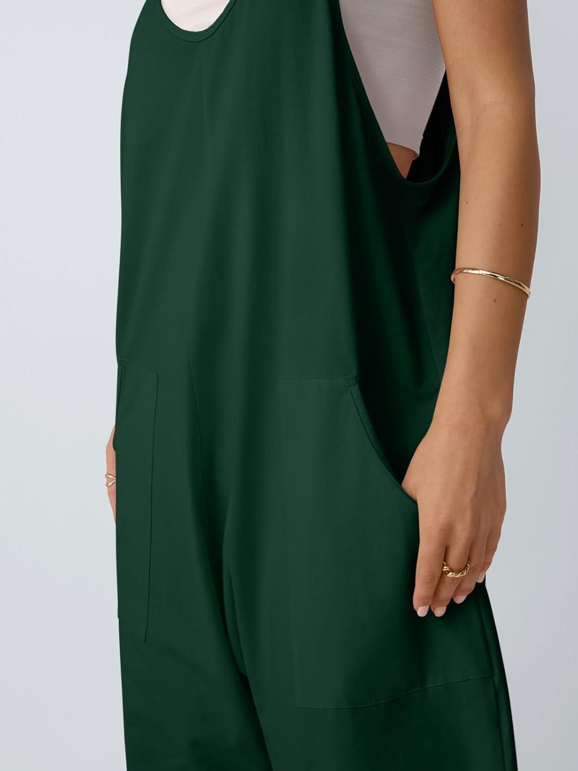 imageAUTOMET Jumpsuits for Women Casual Summer Outfits Rompers Comfy Beach Vacation Trendy Overalls Jumpers Fashion Clothes 2025Darkgreen