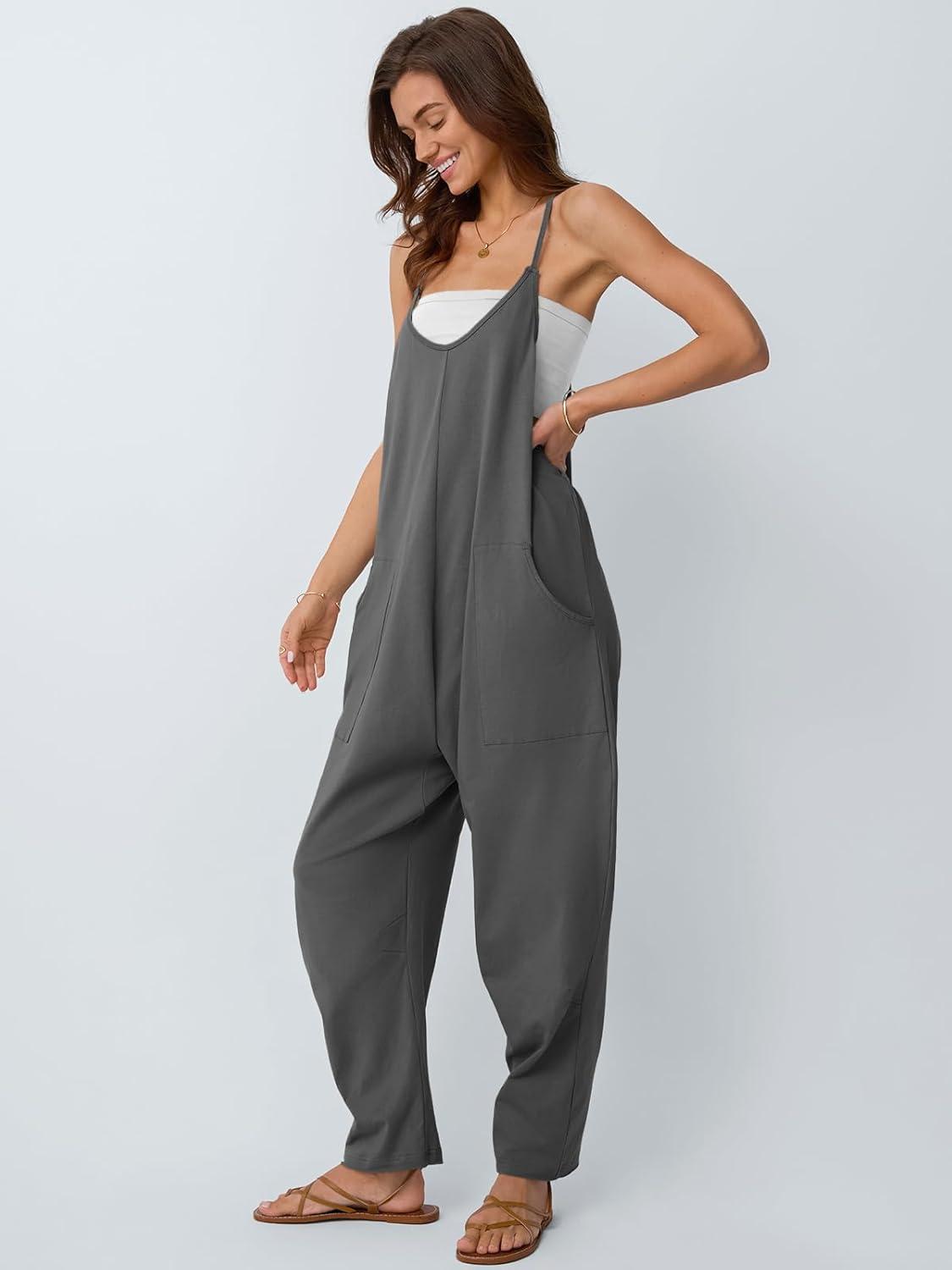imageAUTOMET Jumpsuits for Women Casual Summer Outfits Rompers Comfy Beach Vacation Trendy Overalls Jumpers Fashion Clothes 2025Darkgrey