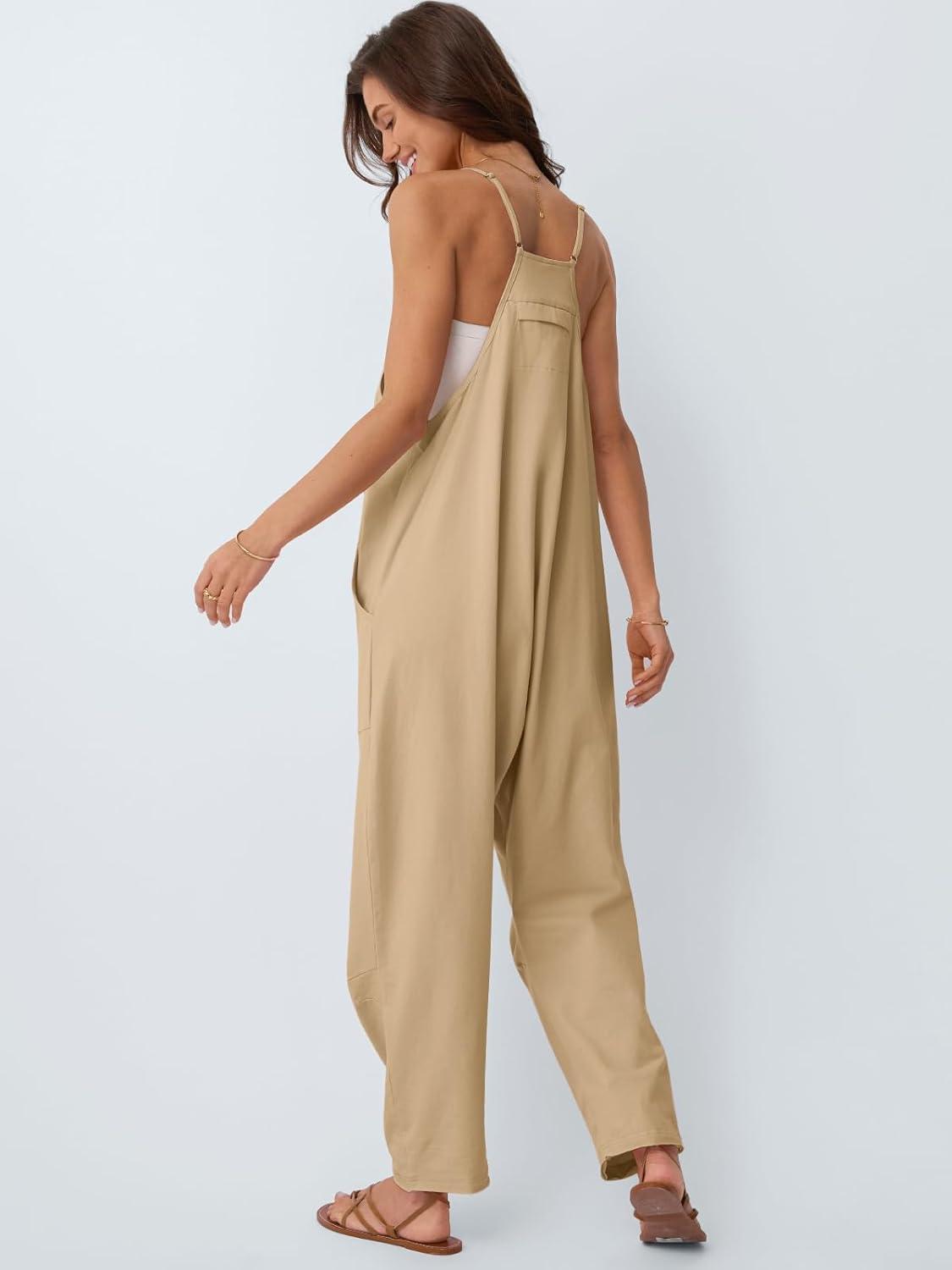 imageAUTOMET Jumpsuits for Women Casual Summer Outfits Rompers Comfy Beach Vacation Trendy Overalls Jumpers Fashion Clothes 2025Khaki