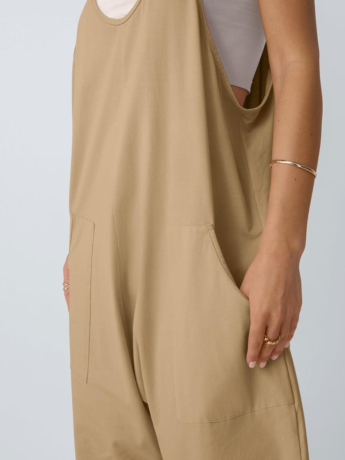 imageAUTOMET Jumpsuits for Women Casual Summer Outfits Rompers Comfy Beach Vacation Trendy Overalls Jumpers Fashion Clothes 2025Khaki