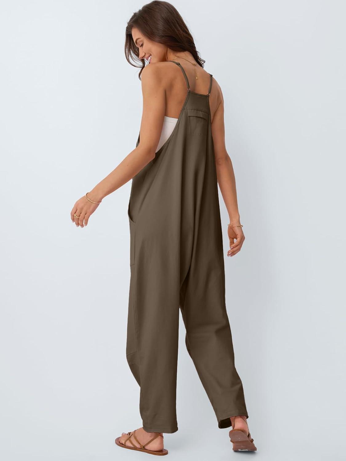 imageAUTOMET Jumpsuits for Women Casual Summer Outfits Rompers Comfy Beach Vacation Trendy Overalls Jumpers Fashion Clothes 2025Khakibrown