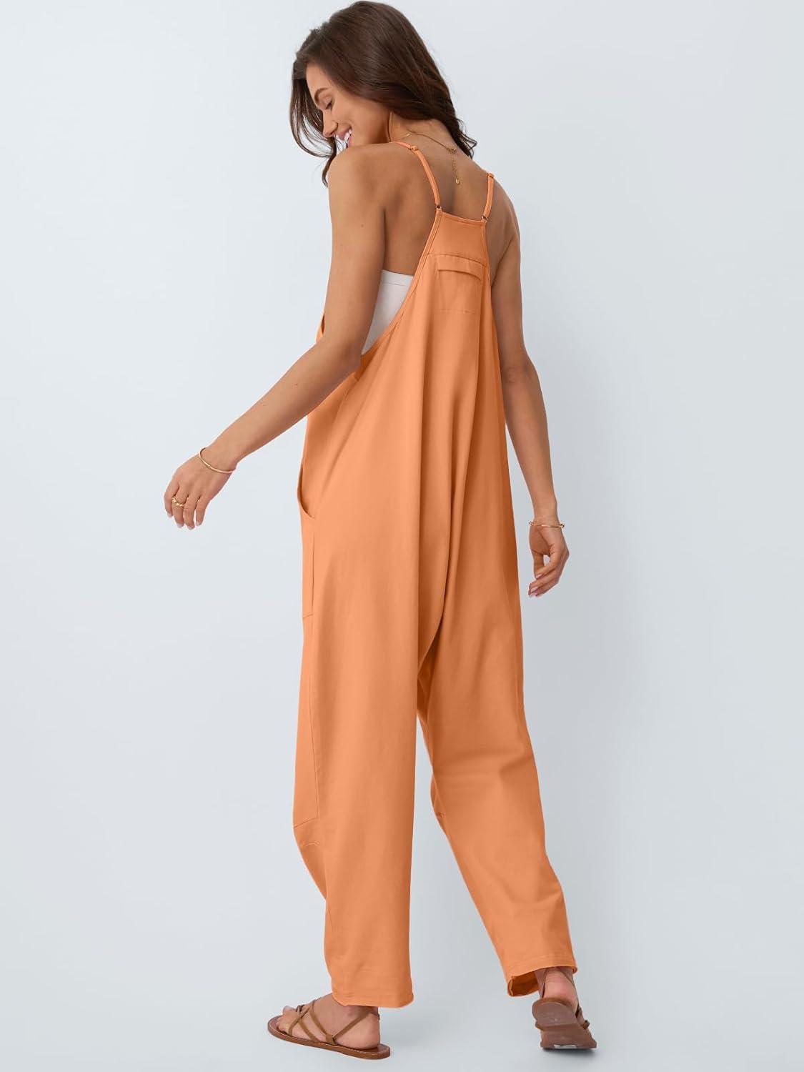 imageAUTOMET Jumpsuits for Women Casual Summer Outfits Rompers Comfy Beach Vacation Trendy Overalls Jumpers Fashion Clothes 2025Lightorange