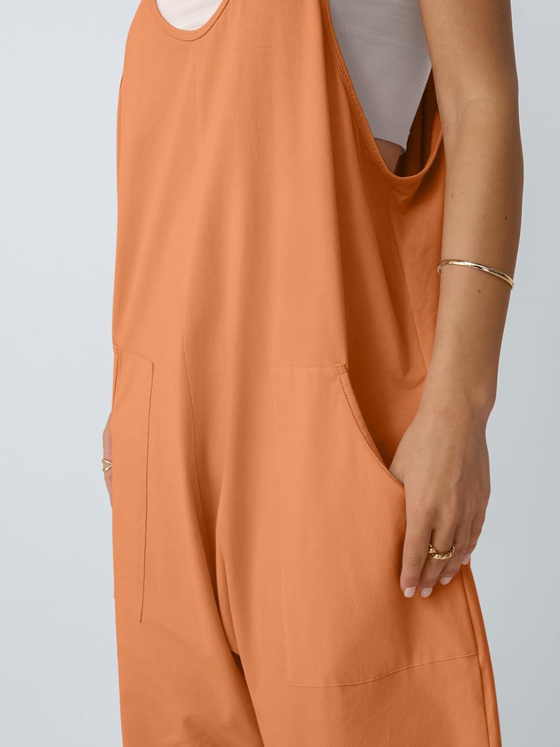 imageAUTOMET Jumpsuits for Women Casual Summer Outfits Rompers Comfy Beach Vacation Trendy Overalls Jumpers Fashion Clothes 2025Lightorange
