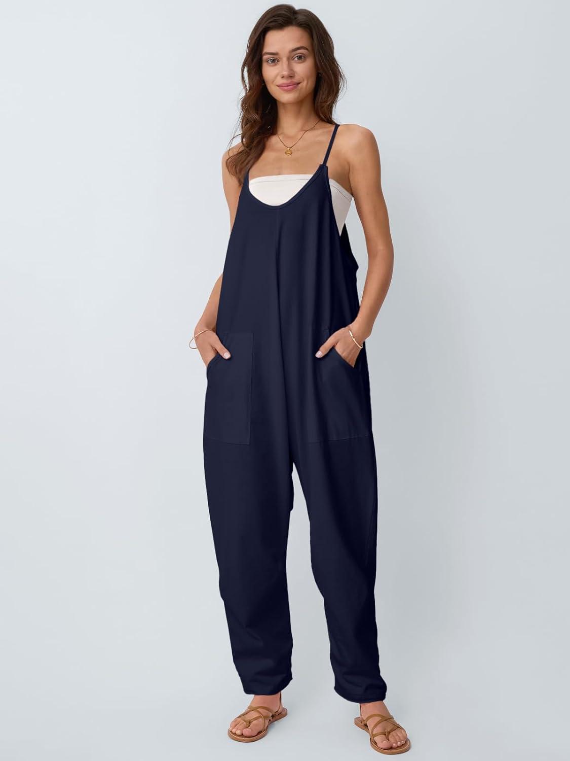 imageAUTOMET Jumpsuits for Women Casual Summer Outfits Rompers Comfy Beach Vacation Trendy Overalls Jumpers Fashion Clothes 2025Navy