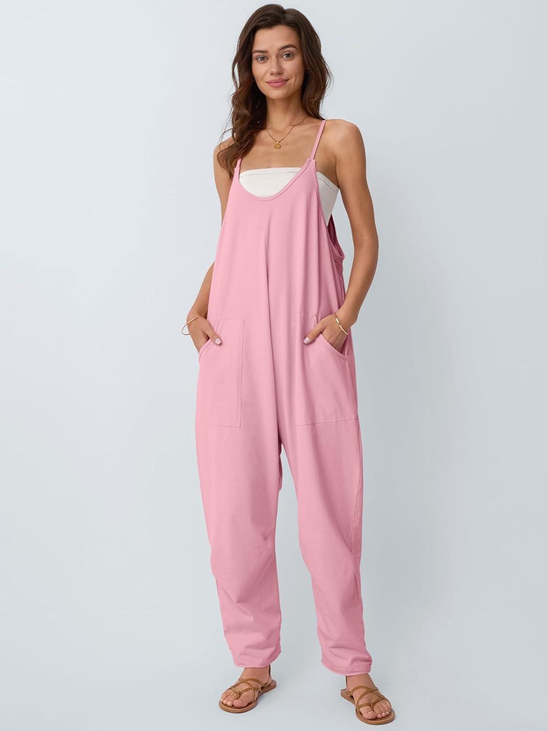 imageAUTOMET Jumpsuits for Women Casual Summer Outfits Rompers Comfy Beach Vacation Trendy Overalls Jumpers Fashion Clothes 2025Pink