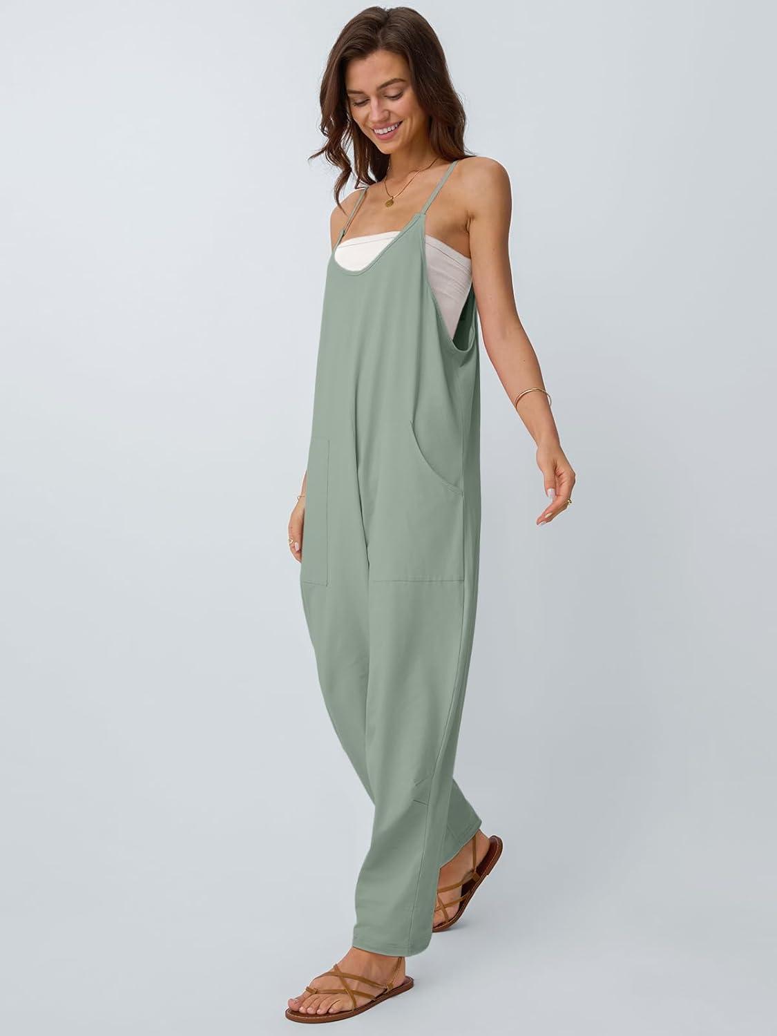 imageAUTOMET Jumpsuits for Women Casual Summer Outfits Rompers Comfy Beach Vacation Trendy Overalls Jumpers Fashion Clothes 2025Sage