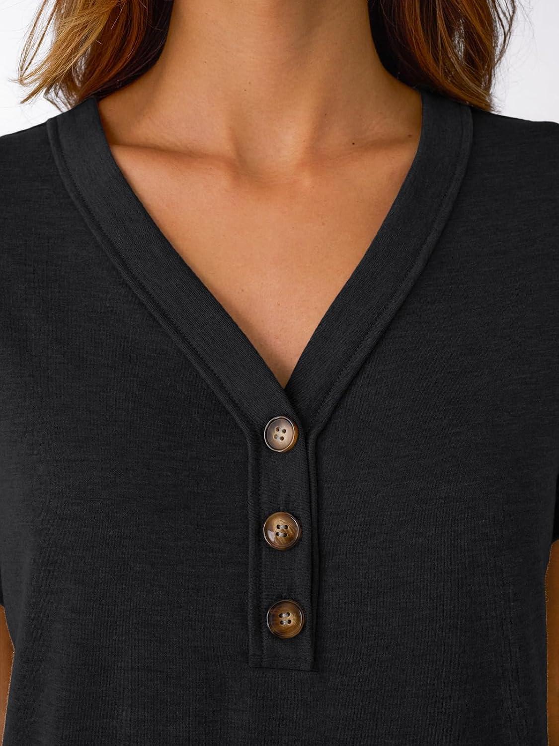 imageAUTOMET Short Sleeve V Neck T Shirts Womens Cap Sleeve Summer Casual Dressy TopsBlack