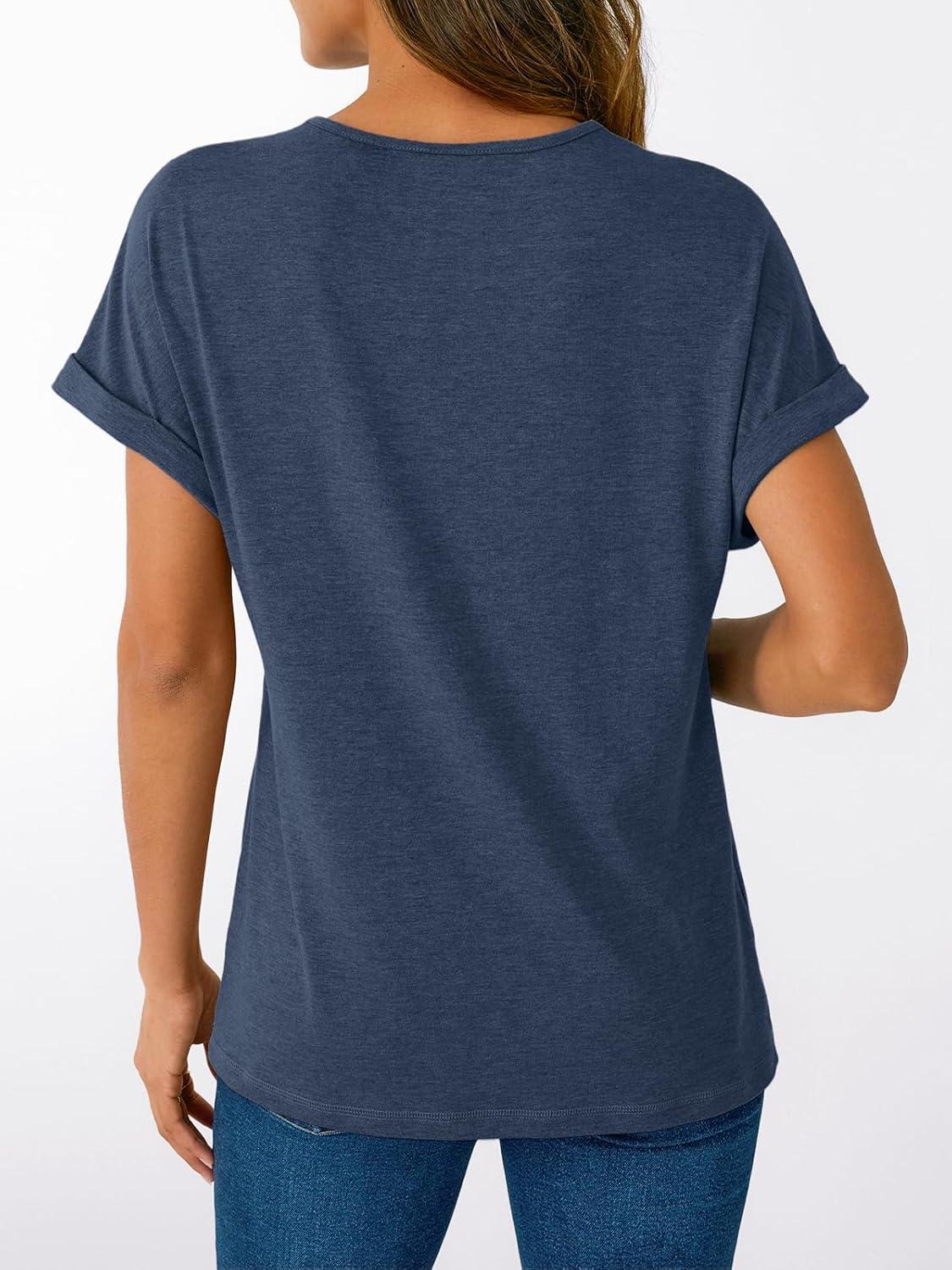 imageAUTOMET Short Sleeve V Neck T Shirts Womens Cap Sleeve Summer Casual Dressy TopsNavy