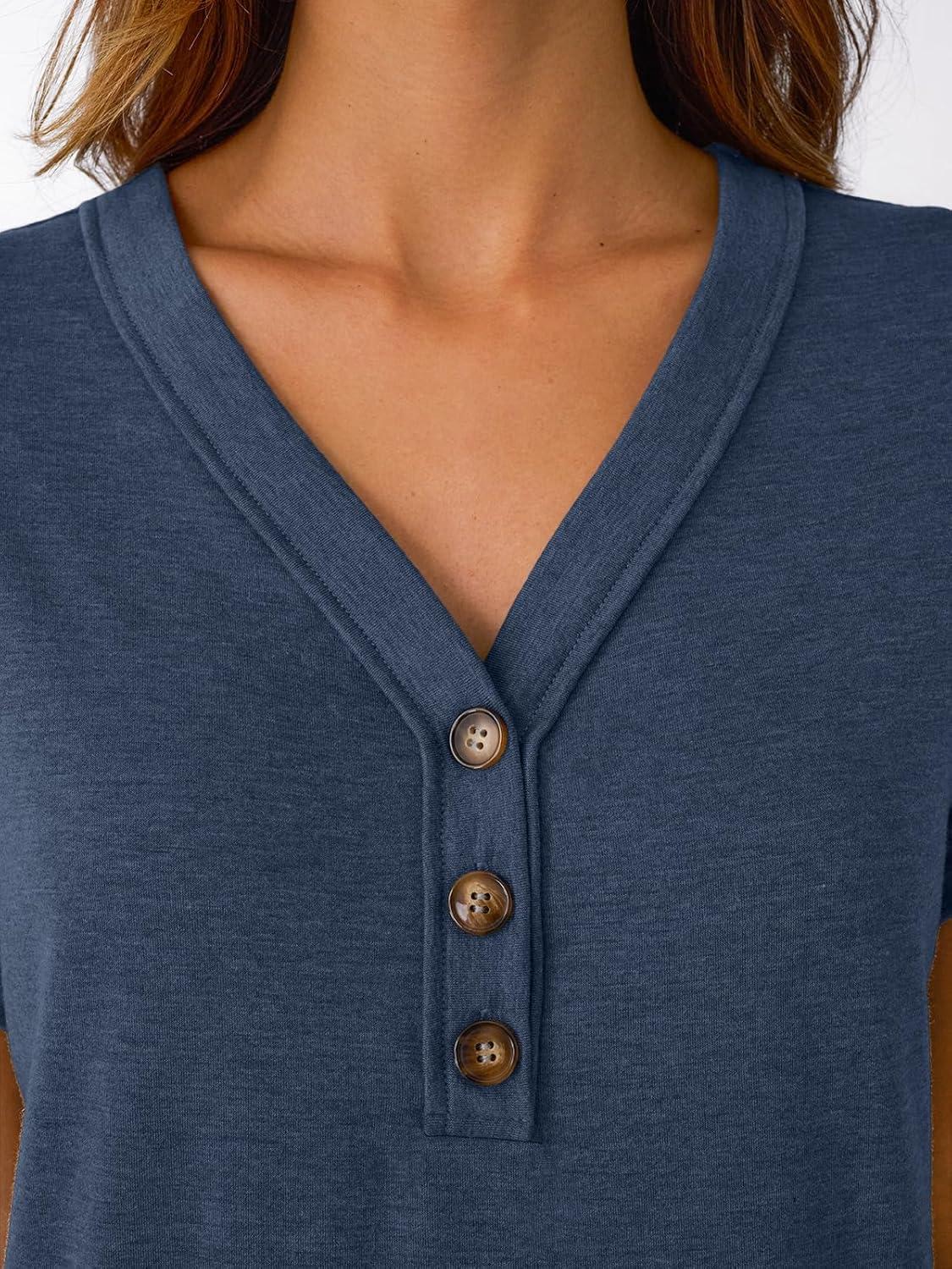 imageAUTOMET Short Sleeve V Neck T Shirts Womens Cap Sleeve Summer Casual Dressy TopsNavy