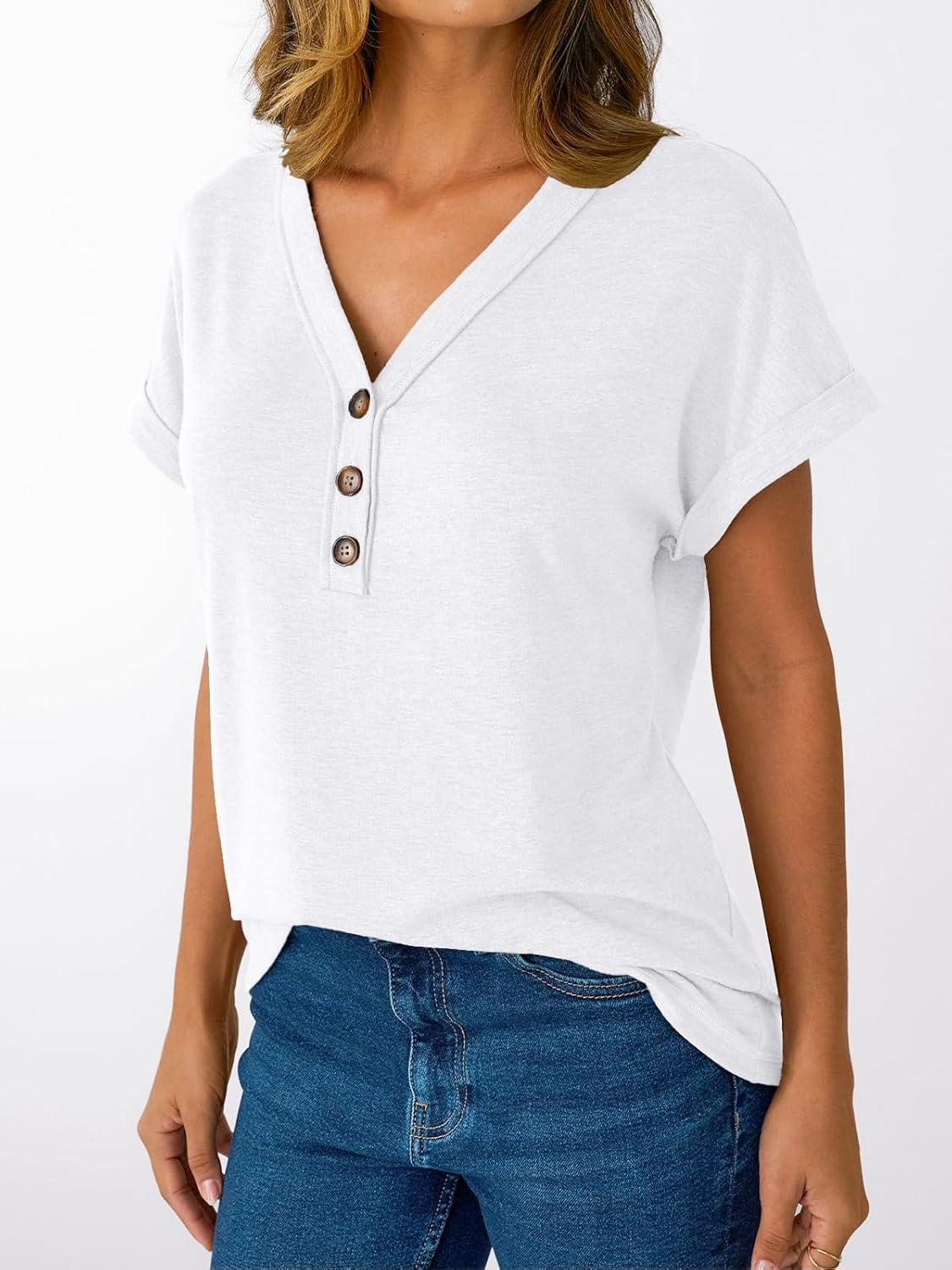 imageAUTOMET Short Sleeve V Neck T Shirts Womens Cap Sleeve Summer Casual Dressy TopsWhite