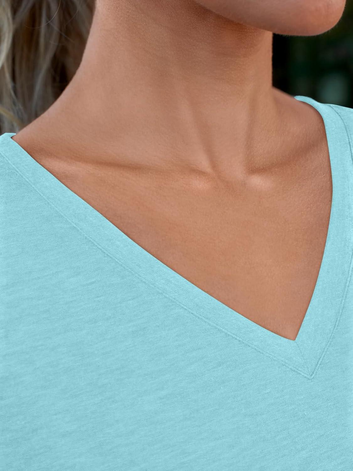 imageAUTOMET TShirts Short Sleeve V Neck Tees Tops for Women Fashion Trendy Lightweight Soft Casual Summer Outfits Clothes 2025Aqua