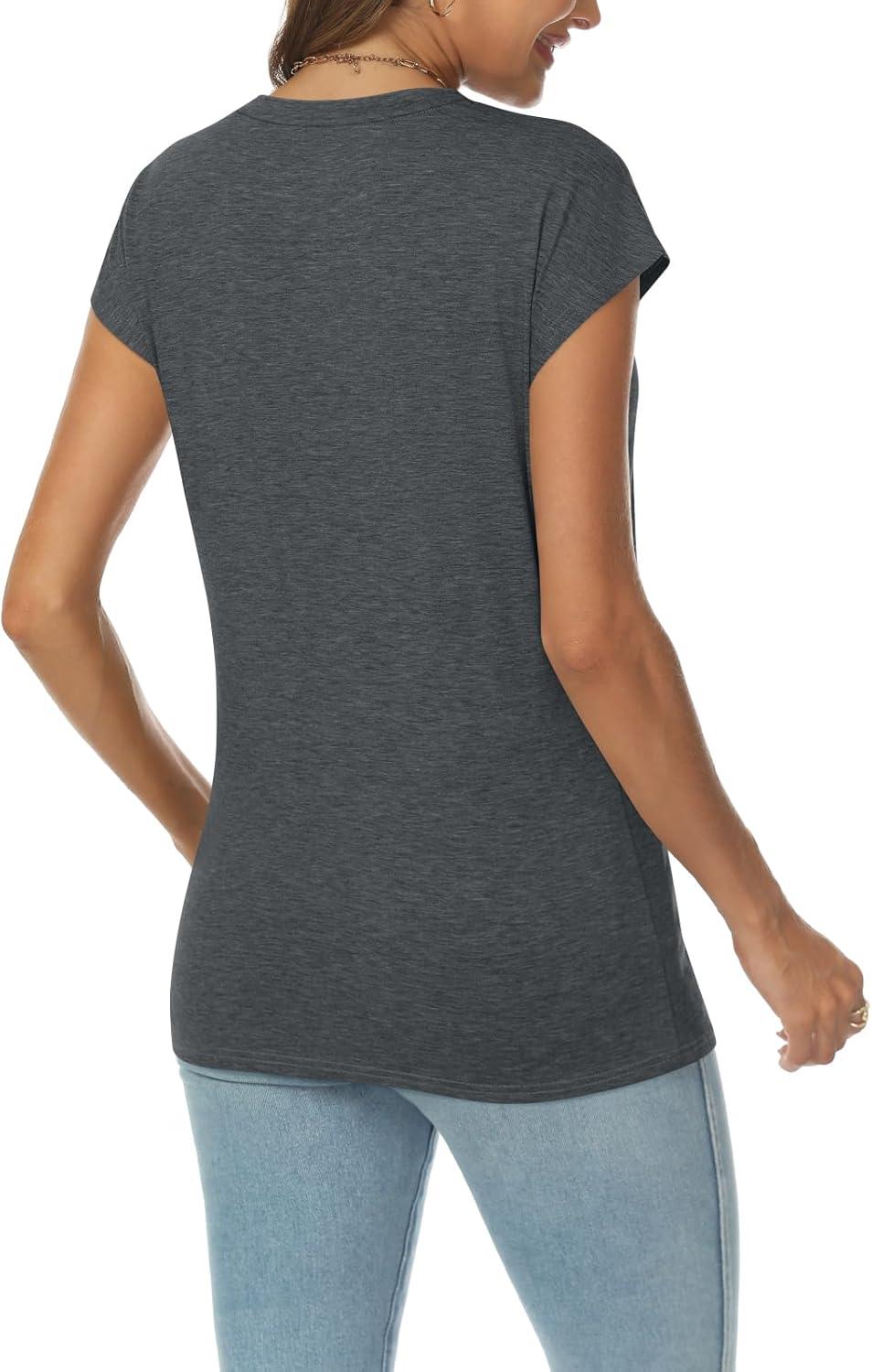 imageAUTOMET V Neck T Shirts for Women Spring Summer Fall Tops Teacher Work Business Dressy Casual Blouses Basic Tees Boho FashionBlackgrey
