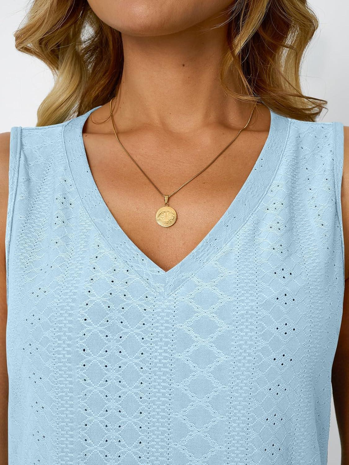 imageAUTOMET Women Summer Tank Top Eyelet Embroidery 2025 Vacation Sleeveless V Neck Loose Fit Shirt Spring Fashion Casual ClothesLightblue