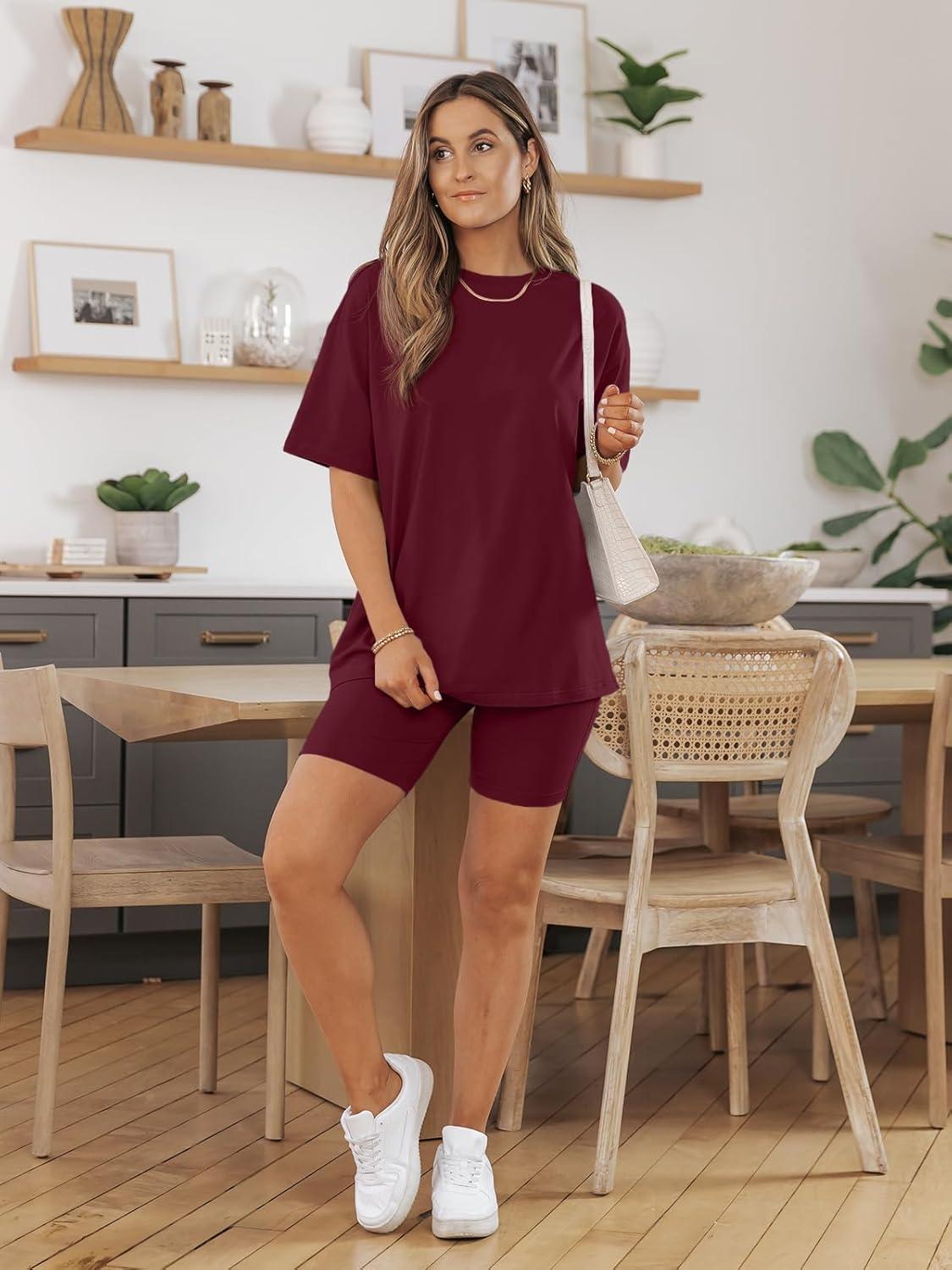 imageAUTOMET Womens 2 Piece Sets Summer Outfits 2025 Two Piece Lounge Set Matching Clothing Oversized Tshirts Biker Short FashionWinered