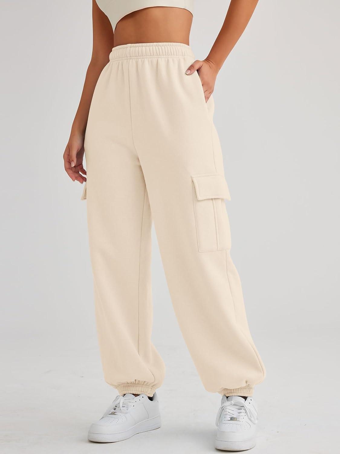 imageAUTOMET Womens Cargo Sweatpants Oversized Fleece Joggers Fall Fashion Outfits Y2k Clothes 2025 with PocketsApricot