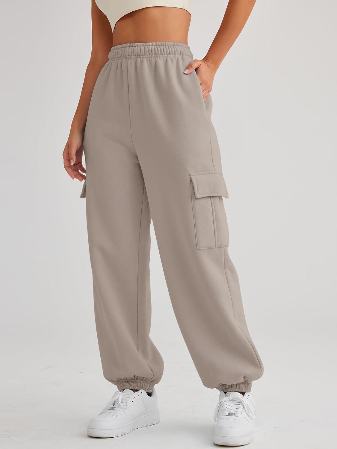 imageAUTOMET Womens Cargo Sweatpants Oversized Fleece Joggers Fall Fashion Outfits Y2k Clothes 2025 with PocketsCoffeegrey