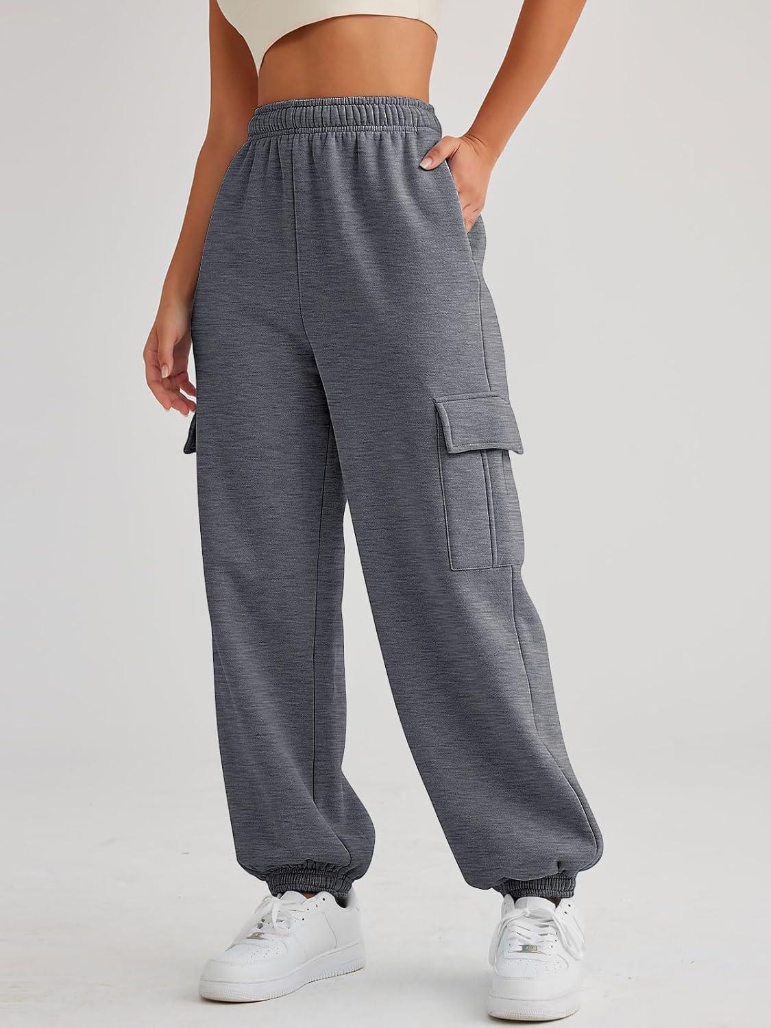 imageAUTOMET Womens Cargo Sweatpants Oversized Fleece Joggers Fall Fashion Outfits Y2k Clothes 2025 with PocketsDarkgrey