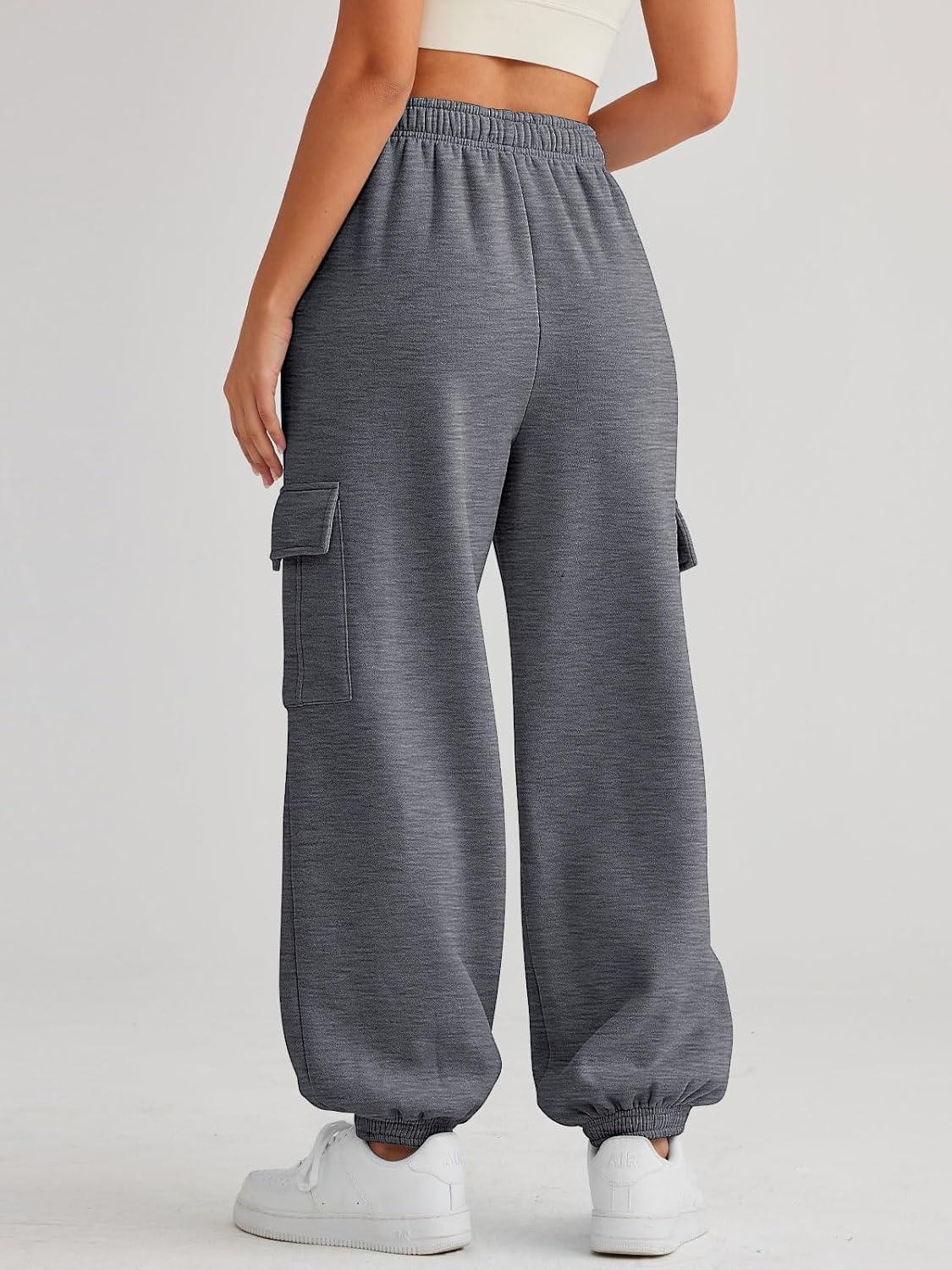 imageAUTOMET Womens Cargo Sweatpants Oversized Fleece Joggers Fall Fashion Outfits Y2k Clothes 2025 with PocketsDarkgrey