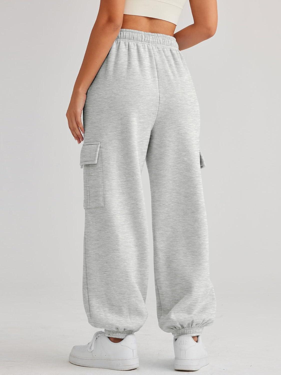 imageAUTOMET Womens Cargo Sweatpants Oversized Fleece Joggers Fall Fashion Outfits Y2k Clothes 2025 with PocketsGrey