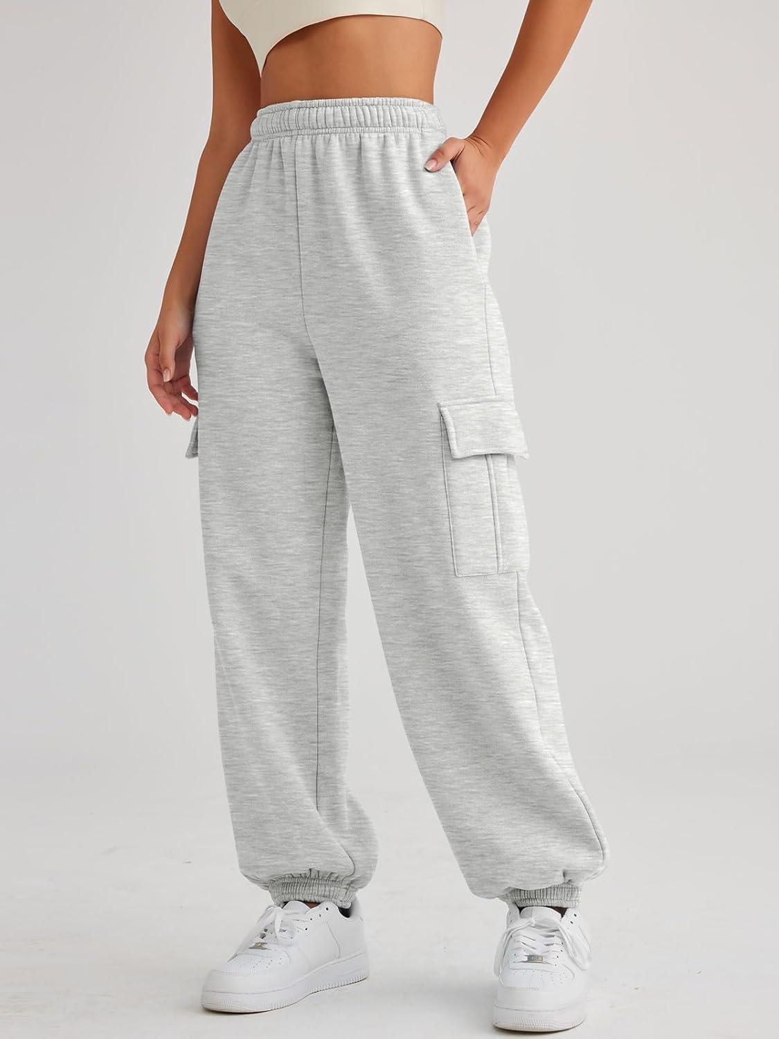 imageAUTOMET Womens Cargo Sweatpants Oversized Fleece Joggers Fall Fashion Outfits Y2k Clothes 2025 with PocketsGrey