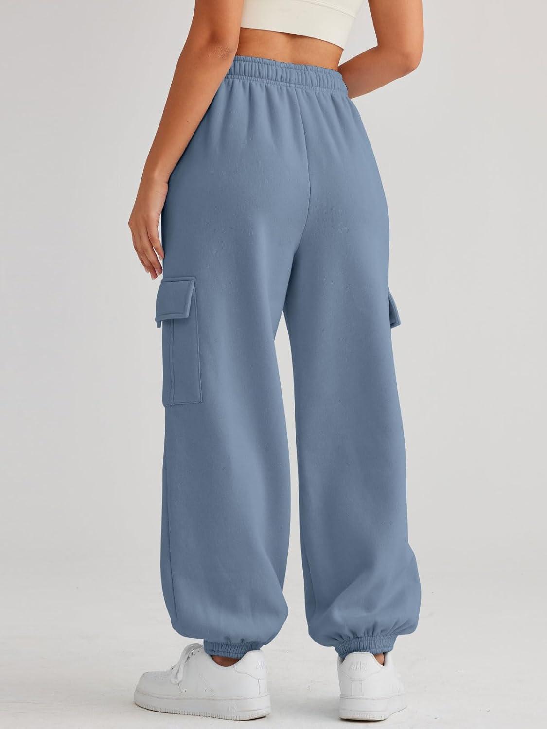imageAUTOMET Womens Cargo Sweatpants Oversized Fleece Joggers Fall Fashion Outfits Y2k Clothes 2025 with PocketsGreyblue