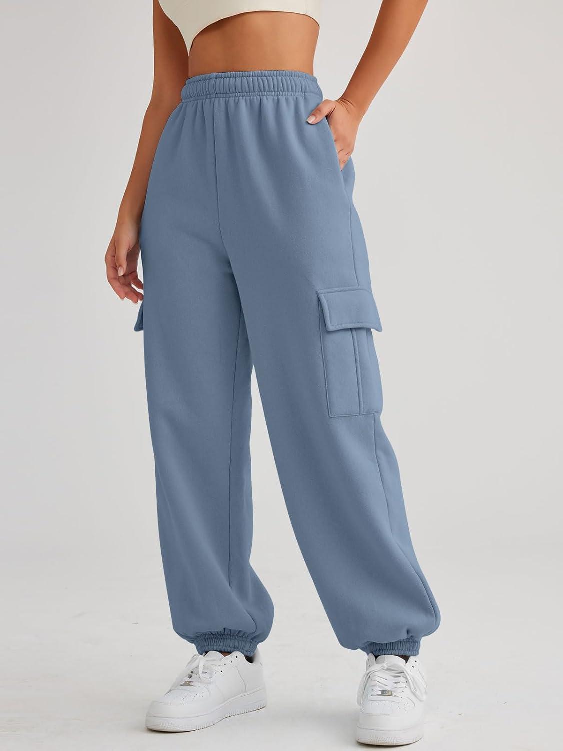 imageAUTOMET Womens Cargo Sweatpants Oversized Fleece Joggers Fall Fashion Outfits Y2k Clothes 2025 with PocketsGreyblue