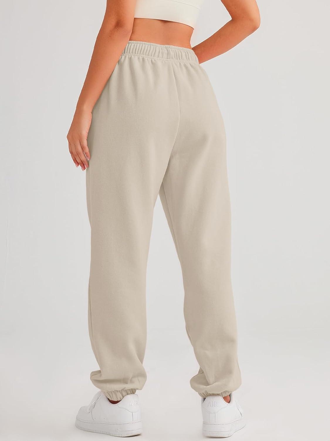 imageAUTOMET Womens Casual Baggy Fleece SweatpantsBeige