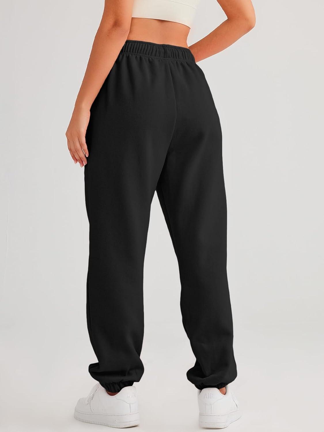 imageAUTOMET Womens Casual Baggy Fleece SweatpantsBlack