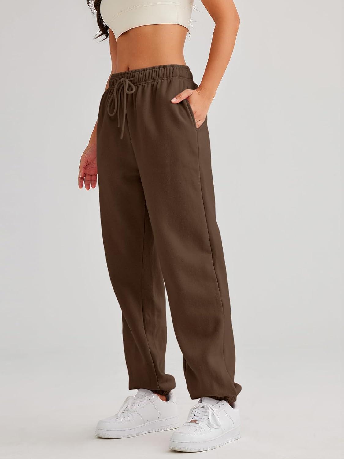 imageAUTOMET Womens Casual Baggy Fleece SweatpantsCoffee