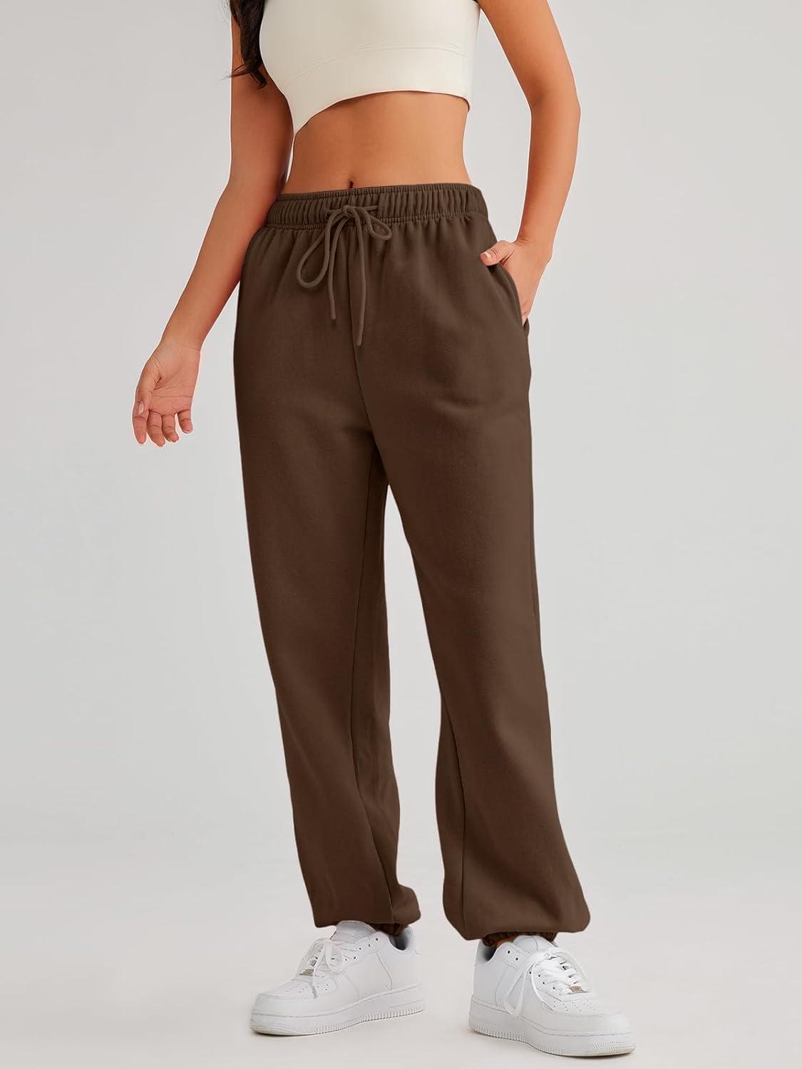 imageAUTOMET Womens Casual Baggy Fleece SweatpantsCoffee