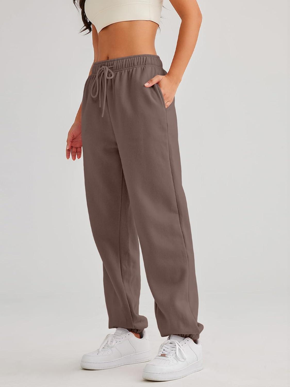 imageAUTOMET Womens Casual Baggy Fleece SweatpantsCoffeegrey