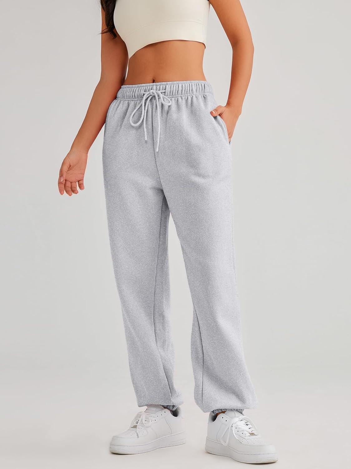 imageAUTOMET Womens Casual Baggy Fleece SweatpantsGrey