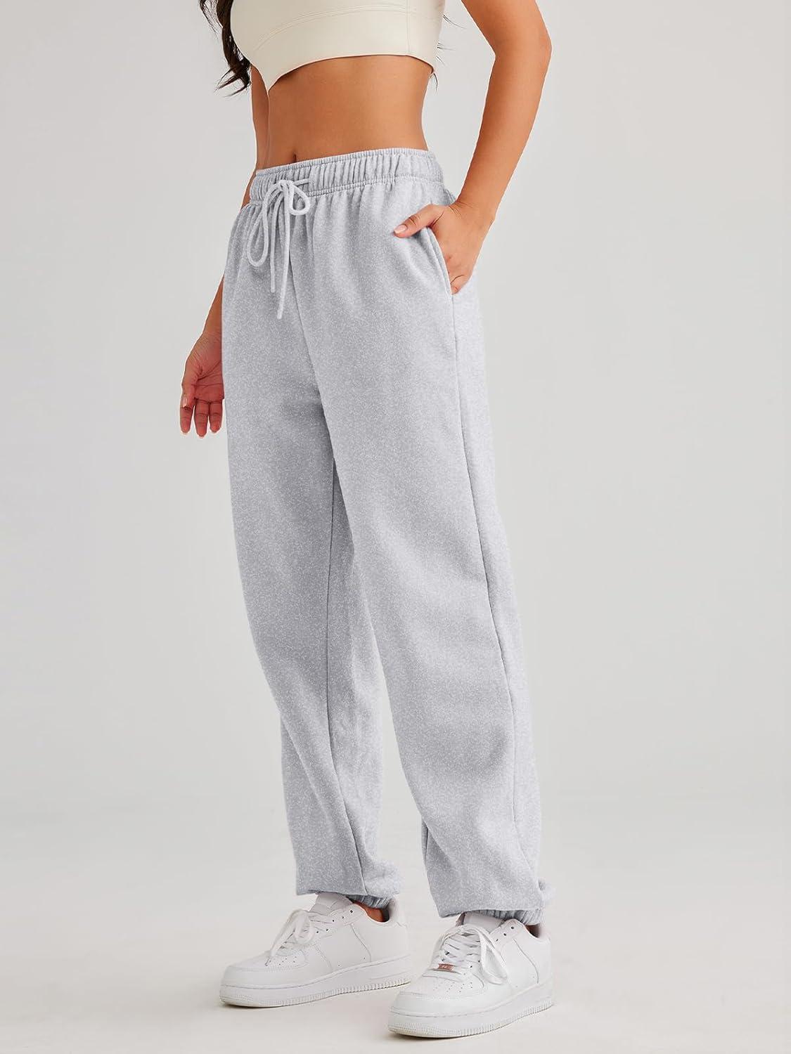 imageAUTOMET Womens Casual Baggy Fleece SweatpantsGrey