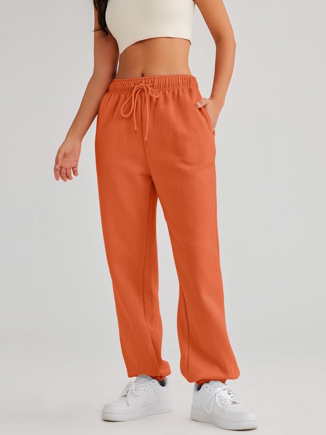 imageAUTOMET Womens Casual Baggy Fleece SweatpantsOrange