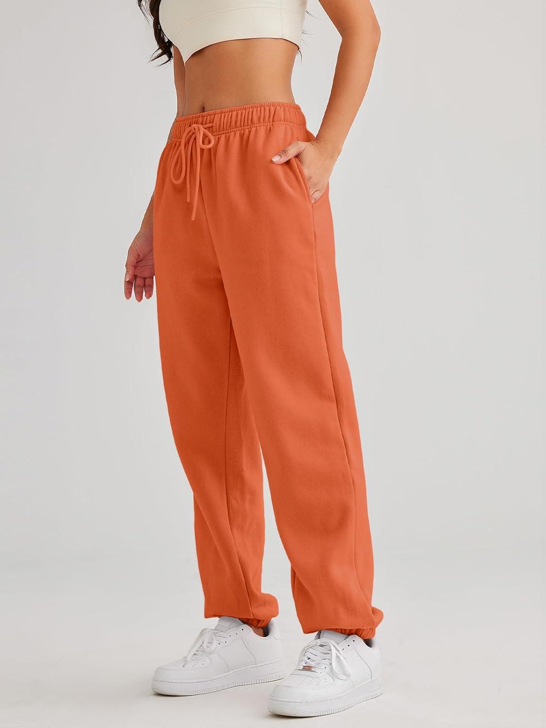 imageAUTOMET Womens Casual Baggy Fleece SweatpantsOrange
