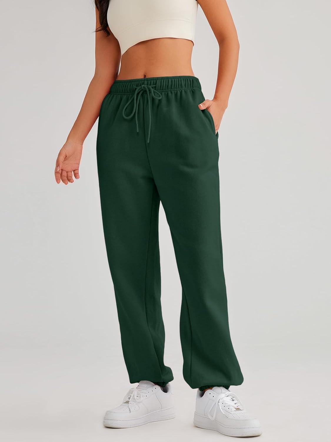imageAUTOMET Womens Casual Baggy Fleece SweatpantsXmasgreen