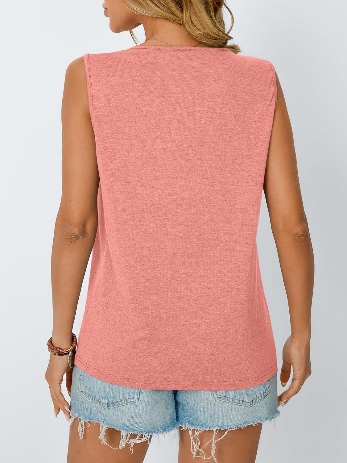 imageAUTOMET Womens Loose Fit Casual Flowy Tank Tops Trendy Sleeveless Summer Tops Clothing Outfits 2025Coral