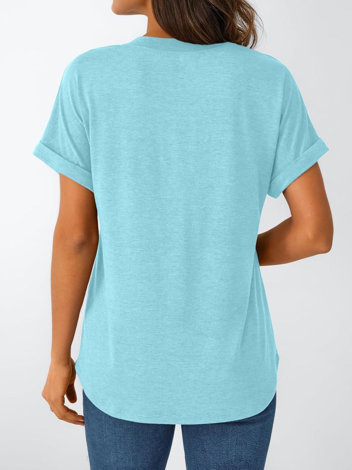 imageAUTOMET Womens Short Sleeve Shirts Henley Dressy Casual Summer Tops 2025 Trendy Blouses Cute TShirts Outfits ClothesSky