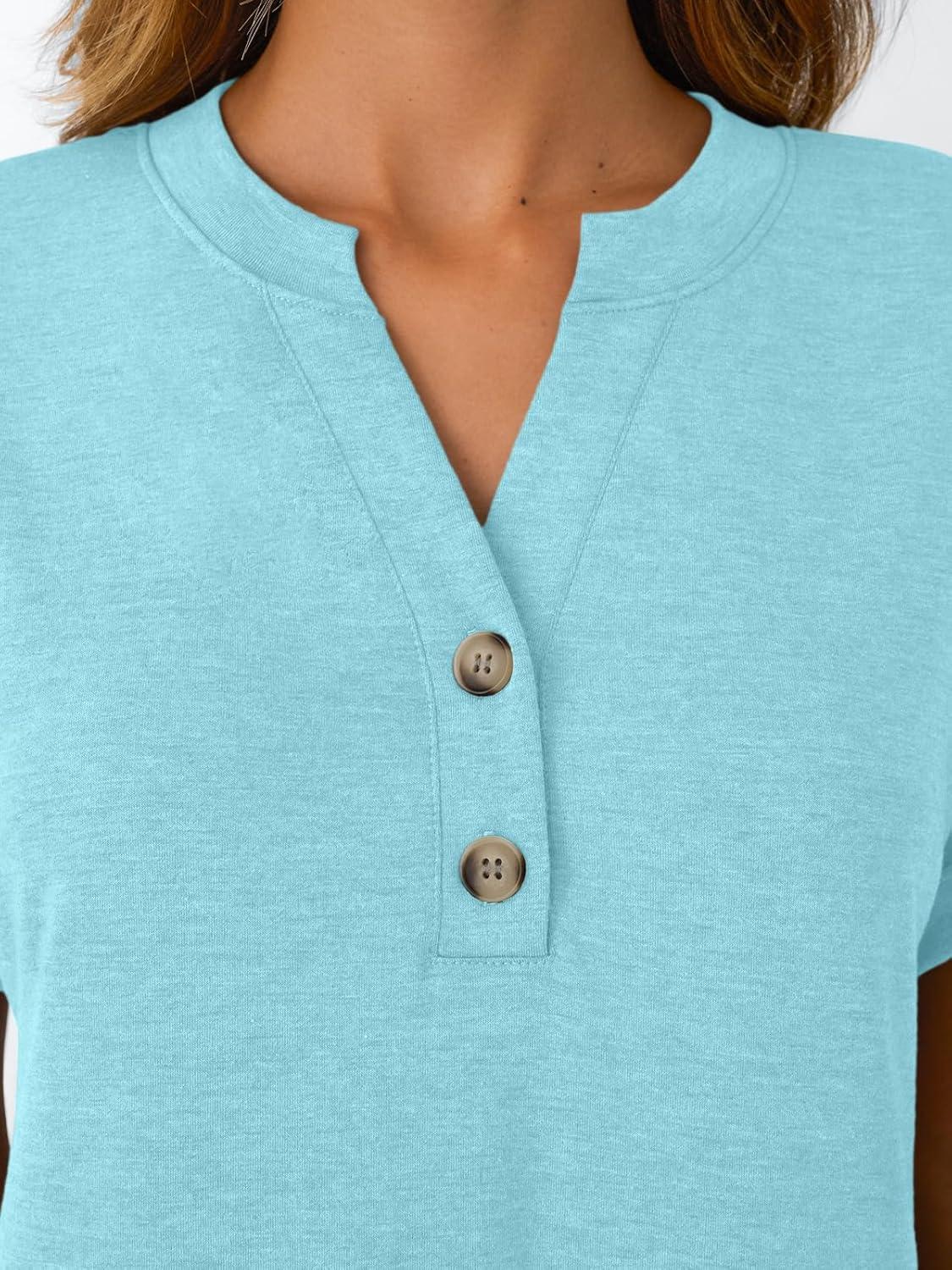 imageAUTOMET Womens Short Sleeve Shirts Henley Dressy Casual Summer Tops 2025 Trendy Blouses Cute TShirts Outfits ClothesSky