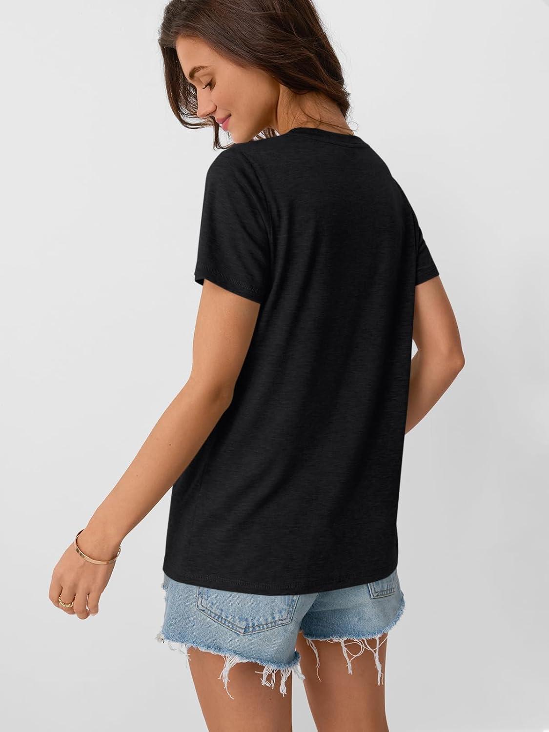 imageAUTOMET Womens Summer Tops Workout Shirts Beach Vacation Outfits Business Tshirts Dressy Fashion Spring Clothes 2025Black