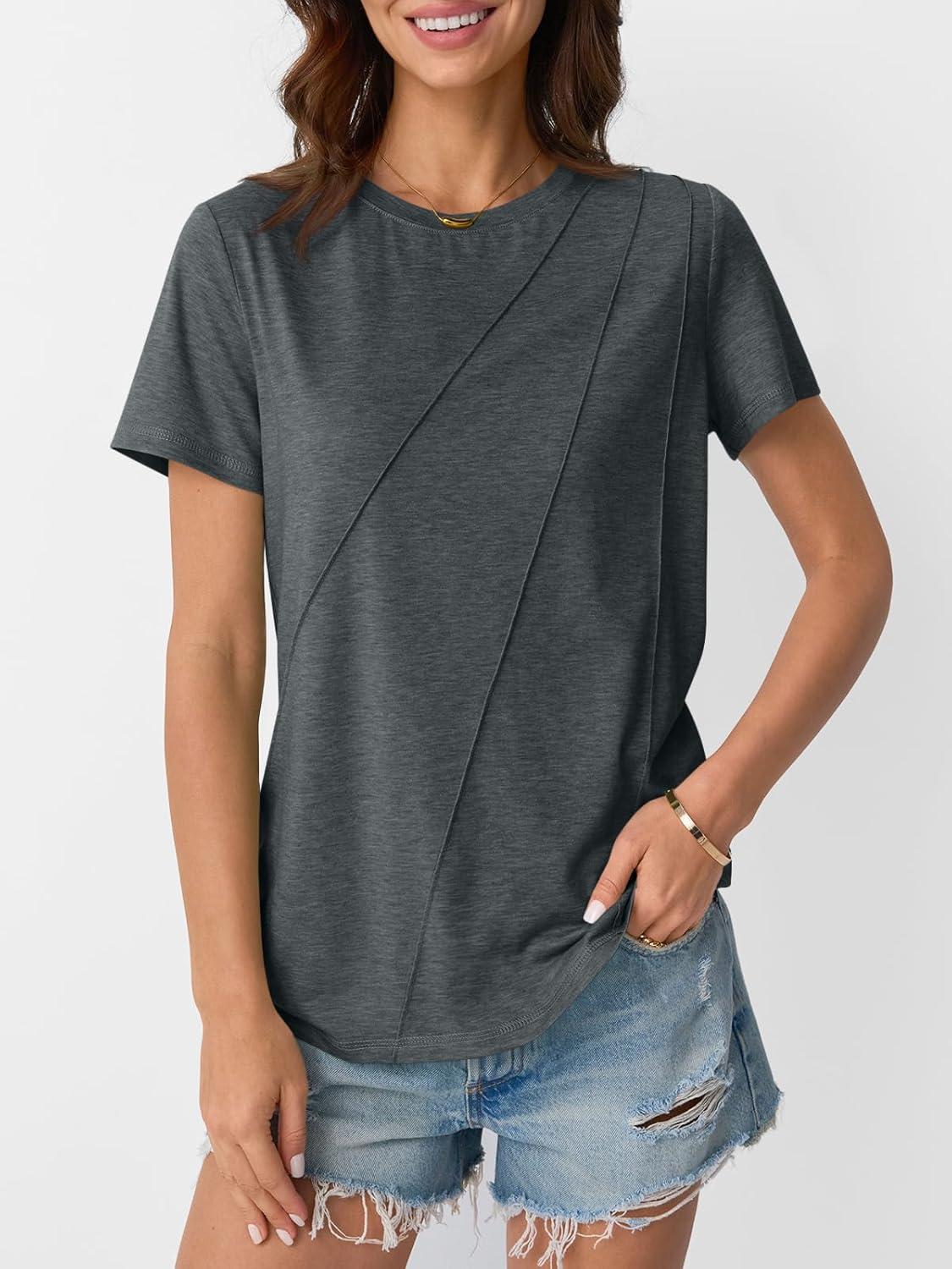 imageAUTOMET Womens Summer Tops Workout Shirts Beach Vacation Outfits Business Tshirts Dressy Fashion Spring Clothes 2025Blackgrey