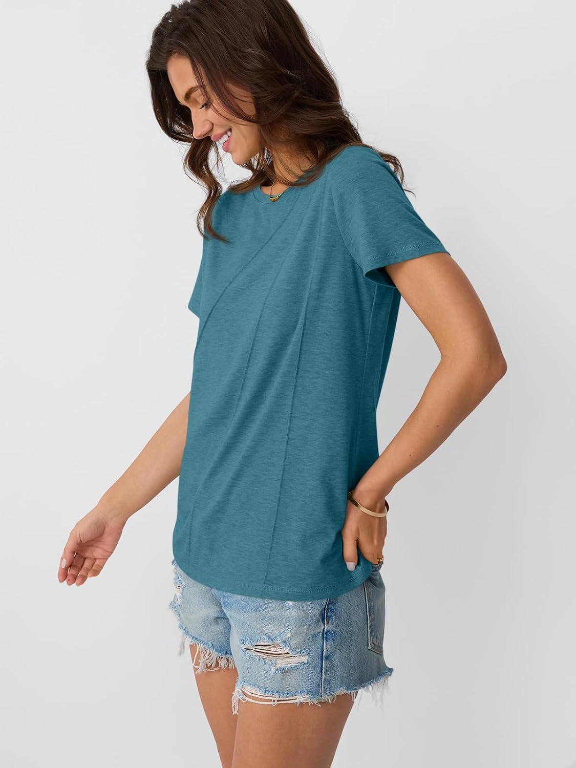 imageAUTOMET Womens Summer Tops Workout Shirts Beach Vacation Outfits Business Tshirts Dressy Fashion Spring Clothes 2025Bluegreen