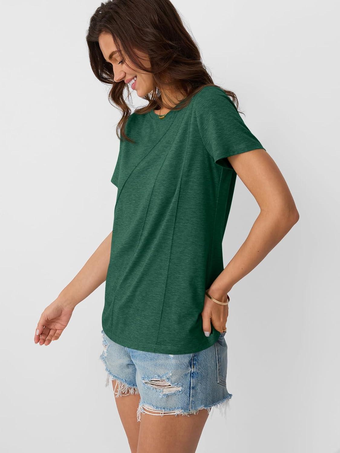 imageAUTOMET Womens Summer Tops Workout Shirts Beach Vacation Outfits Business Tshirts Dressy Fashion Spring Clothes 2025Green