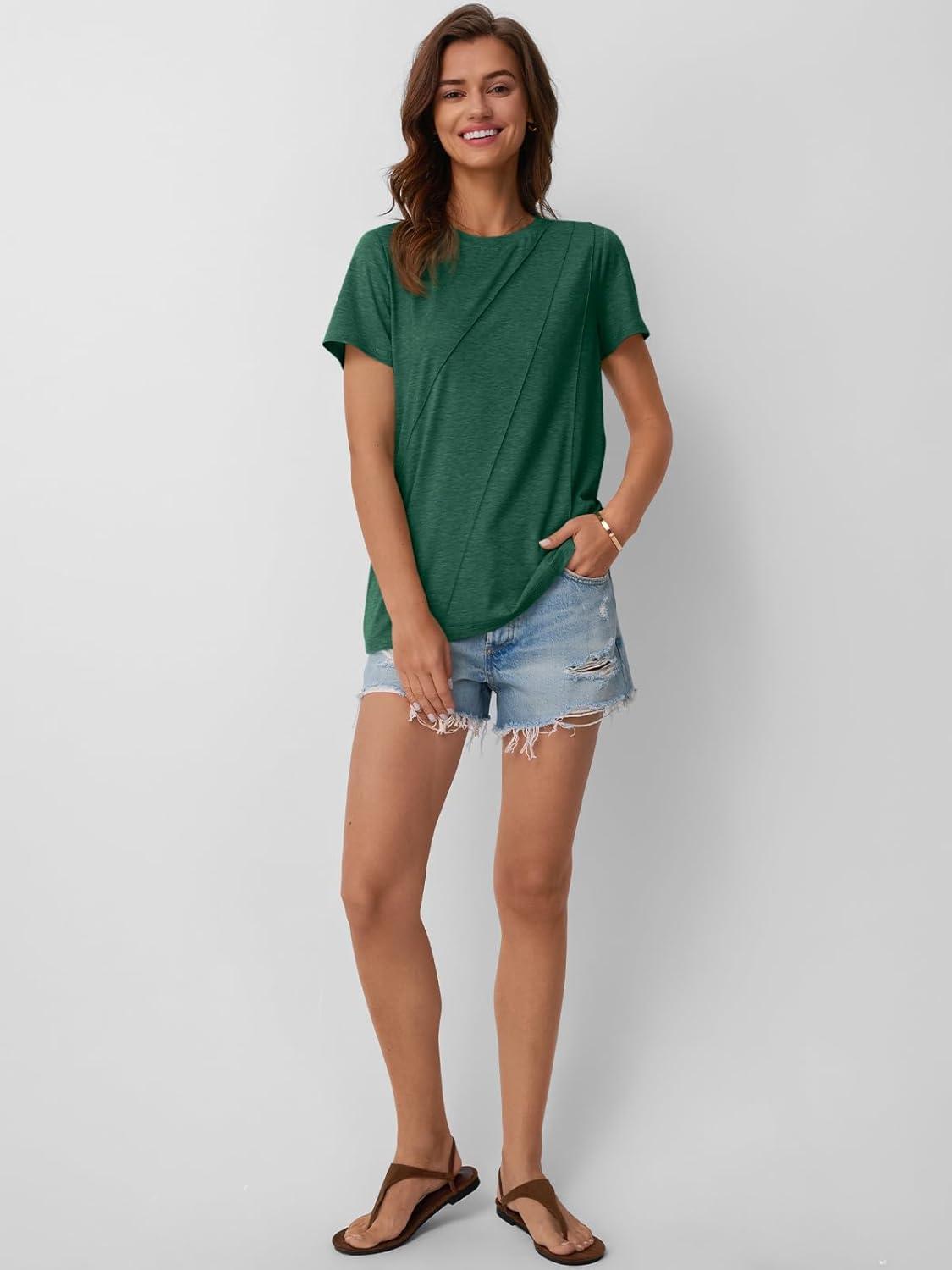 imageAUTOMET Womens Summer Tops Workout Shirts Beach Vacation Outfits Business Tshirts Dressy Fashion Spring Clothes 2025Green