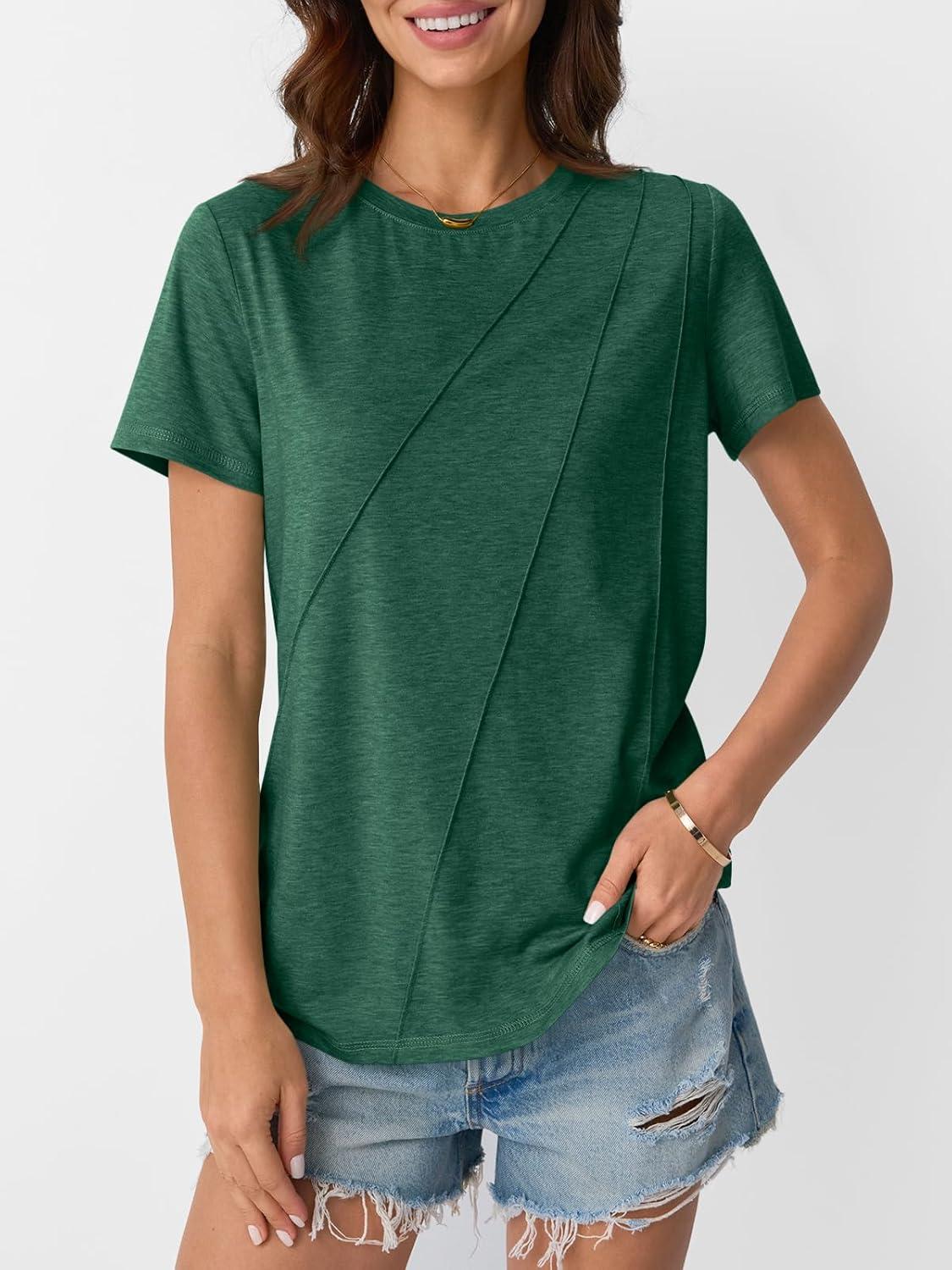 imageAUTOMET Womens Summer Tops Workout Shirts Beach Vacation Outfits Business Tshirts Dressy Fashion Spring Clothes 2025Green