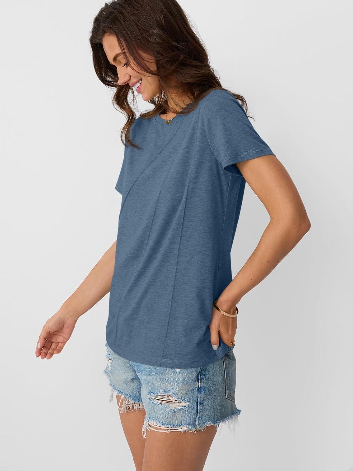 imageAUTOMET Womens Summer Tops Workout Shirts Beach Vacation Outfits Business Tshirts Dressy Fashion Spring Clothes 2025Navy